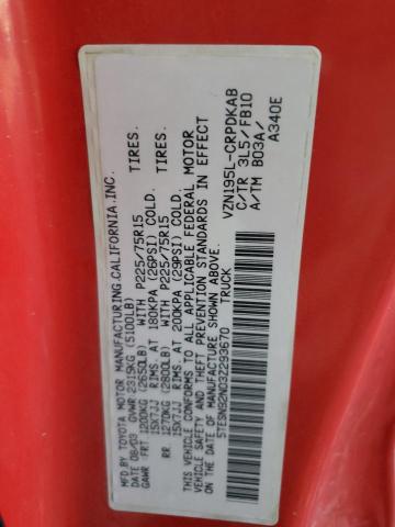 5TESN92N03Z293670 - 2003 TOYOTA TACOMA XTRACAB PRERUNNER წითელი ფოტო 12