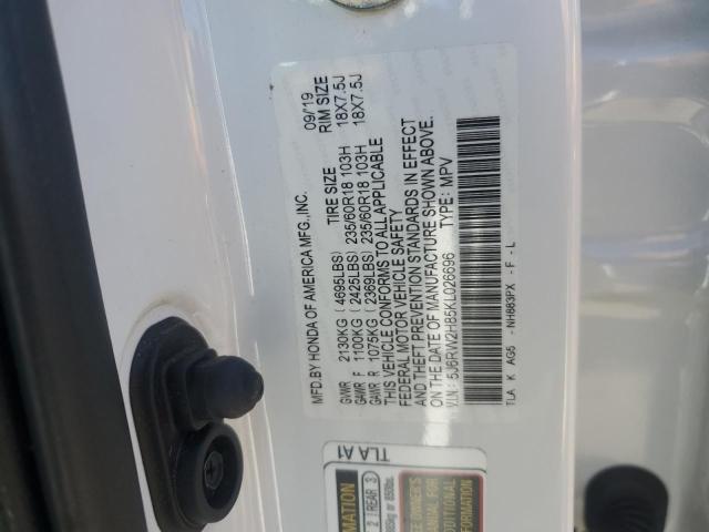 5J6RW2H85KL026696 - 2019 HONDA CR-V EXL WHITE photo 14
