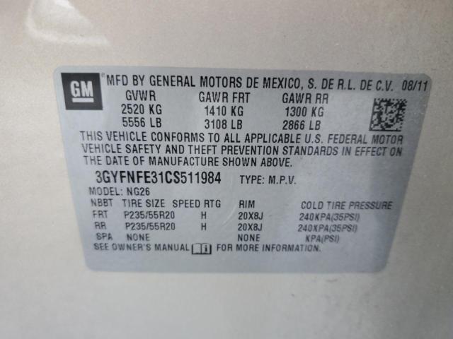 3GYFNFE31CS511984 - 2012 CADILLAC SRX PREMIUM COLLECTION Бежевый фото 13