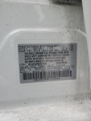 3N1AB7AP8KY313666 - 2019 NISSAN SENTRA S WHITE photo 13
