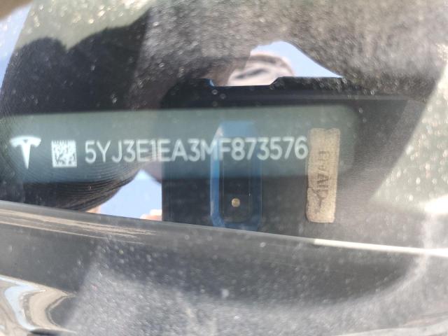 5YJ3E1EA3MF873576 - 2021 TESLA MODEL 3 WHITE photo 12