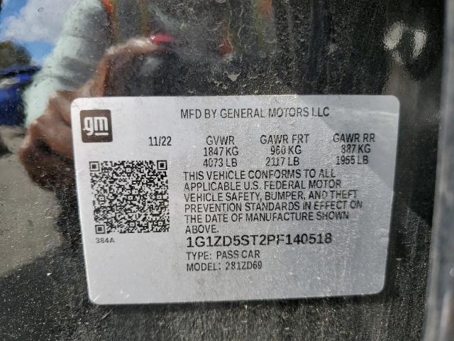 1G1ZD5ST2PF140518 - 2023 CHEVROLET MALIBU LT BLACK photo 12