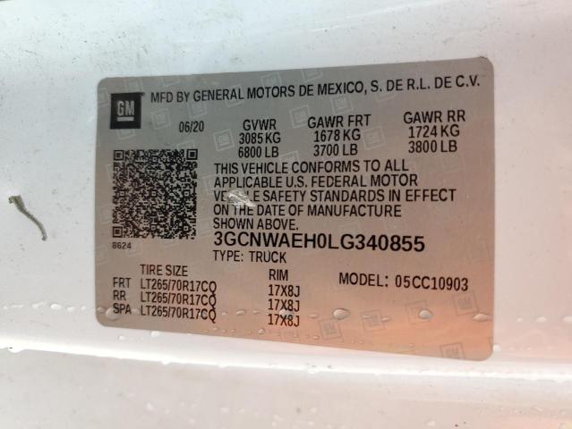 3GCNWAEH0LG340855 - 2020 CHEVROLET SILVERADO C1500 白色 照片 12