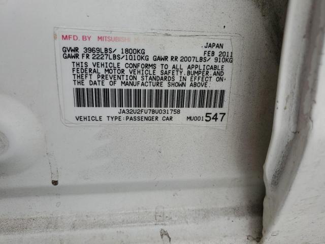 JA32U2FU7BU031758 - 2011 MITSUBISHI LANCER ES/ES SPORT 白色 照片 12