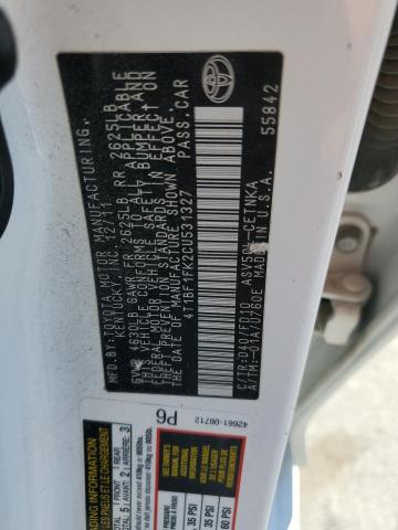 4T1BF1FK2CU531327 - 2012 TOYOTA CAMRY BASE WHITE photo 12