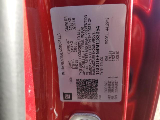 1GCGTEEN4M1183054 - 2021 CHEVROLET COLORADO ZR2 RED photo 12