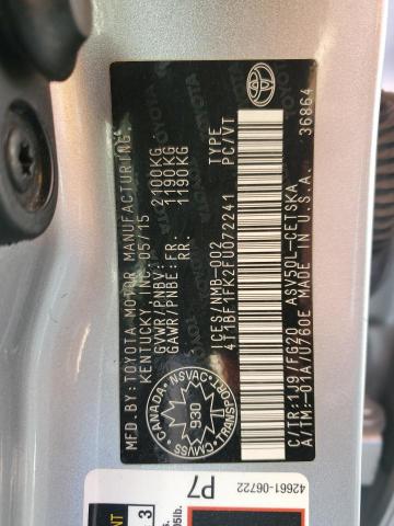 4T1BF1FK2FU072241 - 2015 TOYOTA CAMRY LE SILVER photo 12