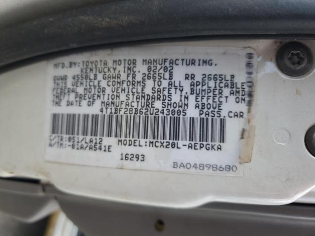 4T1BF28B62U243005 - 2002 TOYOTA AVALON XL WHITE photo 12