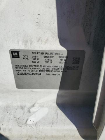 1G1JC6SH6G4128644 - 2016 CHEVROLET SONIC LT WHITE photo 12