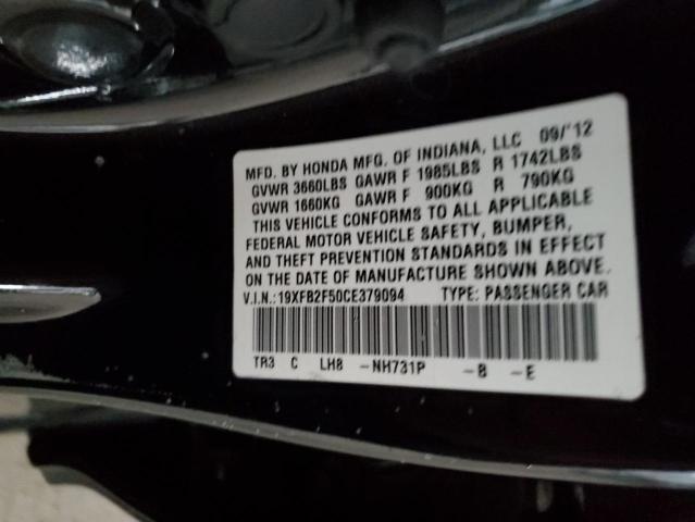 19XFB2F50CE379094 - 2012 HONDA CIVIC LX BLACK photo 12