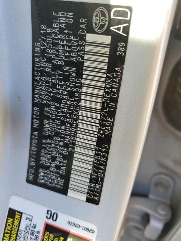 2T1BURHE6KC218910 - 2019 TOYOTA COROLLA L GRAY photo 12