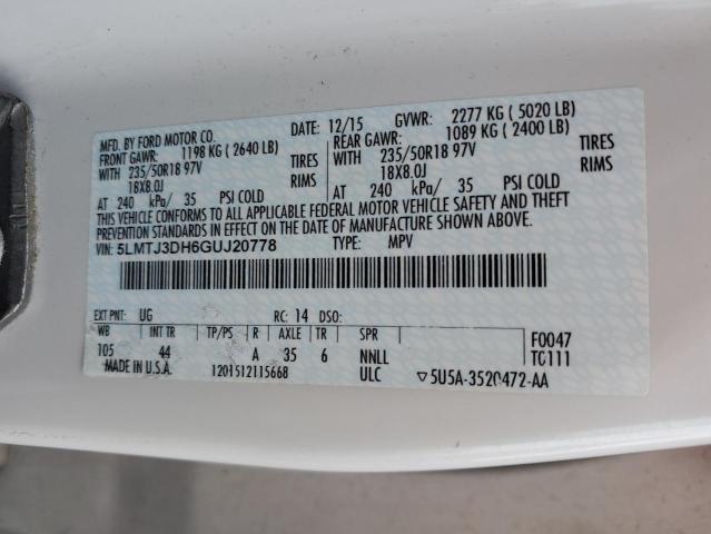 5LMTJ3DH6GUJ20778 - 2016 LINCOLN MKC RESERVE Beyaz fotoğraf 12