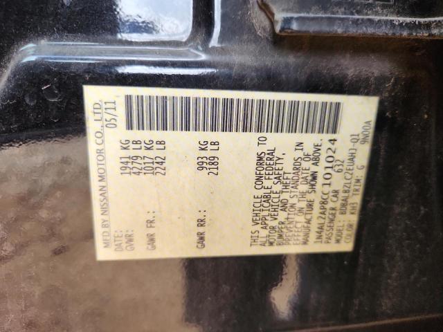 1N4AL2AP8CC101024 - 2012 NISSAN ALTIMA BASE 黑色 照片 12