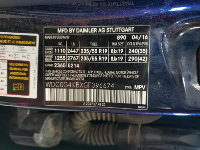 WDC0G4KBXGF096674 - 2016 MERCEDES-BENZ GLC 300 4MATIC BLUE photo 13