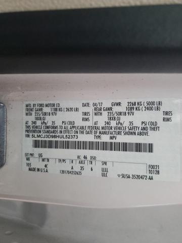 5LMCJ3D98HUL52373 - 2017 LINCOLN MKC RESERVE თეთრი ფოტო 13