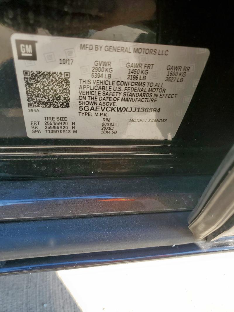 5GAEVCKWXJJ136594 - 2018 BUICK ENCLAVE AVENIR შავი ფოტო 13