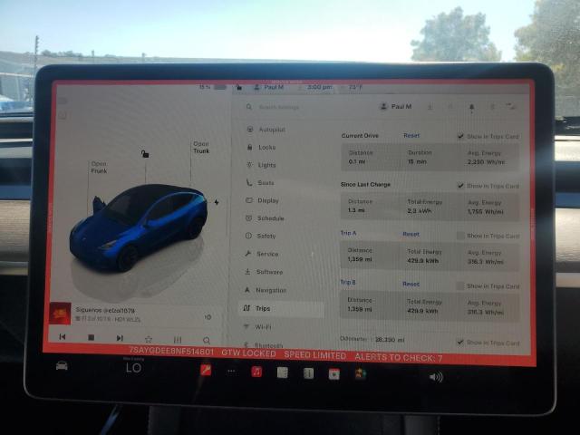 7SAYGDEE8NF514801 - 2022 TESLA MODEL Y 蓝色 照片 9