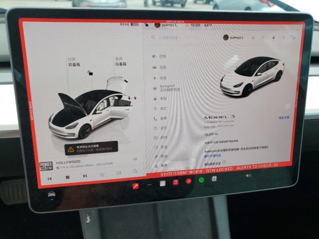 5YJ3E1EB8NF180416 - 2022 TESLA MODEL 3 Ақ фото 9