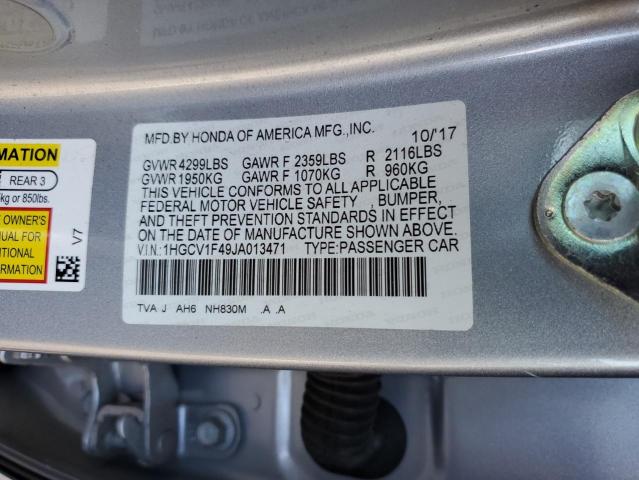 1HGCV1F49JA013471 - 2018 HONDA ACCORD EX SILVER photo 13