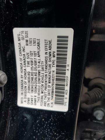 2HKRM4H79GH633114 - 2016 HONDA CR-V EXL BLACK photo 13