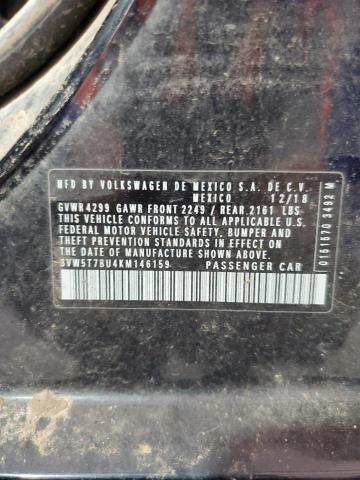 3VW5T7BU4KM146159 - 2019 VOLKSWAGEN JETTA GLI BLACK photo 12