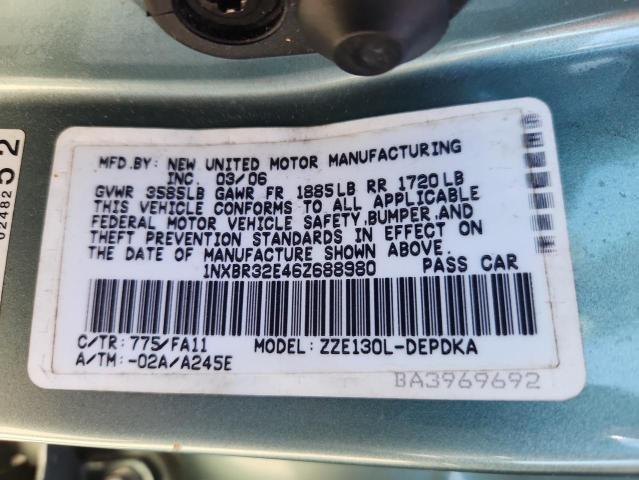 1NXBR32E46Z688980 - 2006 TOYOTA COROLLA CE Արծաթագույն լուսանկար 13