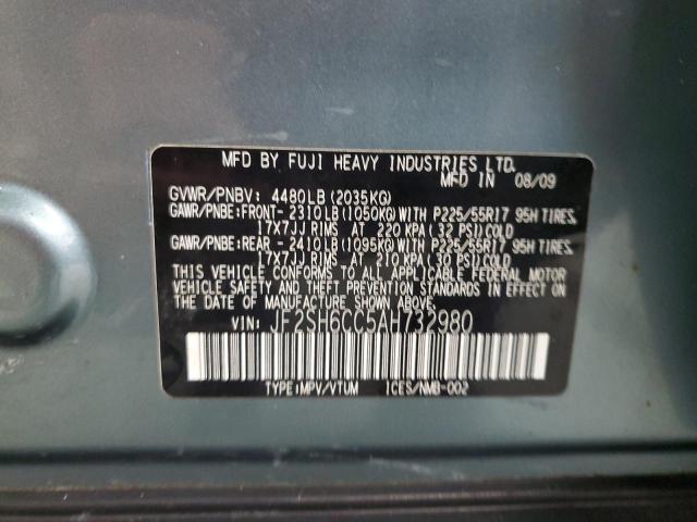JF2SH6CC5AH732980 - 2010 SUBA FORESTER 2.5X PREMIUM TEAL photo 13