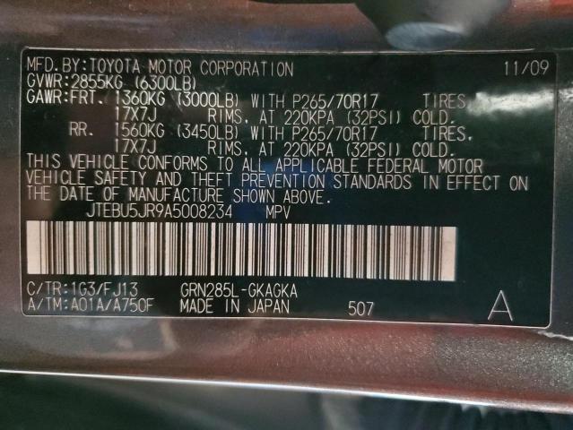 JTEBU5JR9A5008234 - 2010 TOYT 4RUNNER SR5 GRAY photo 13