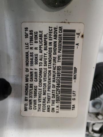 19XFC2F84GE249185 - 2016 HONDA CIVIC EX WHITE photo 12