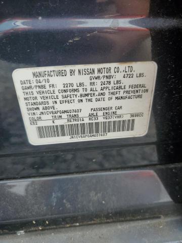JN1CV6AP0AM407407 - 2010 INFINITI G37 BASE GRAY photo 12