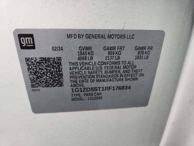 1G1ZD5ST1RF176834 - 2024 CHEVROLET MALIBU LT WHITE photo 12