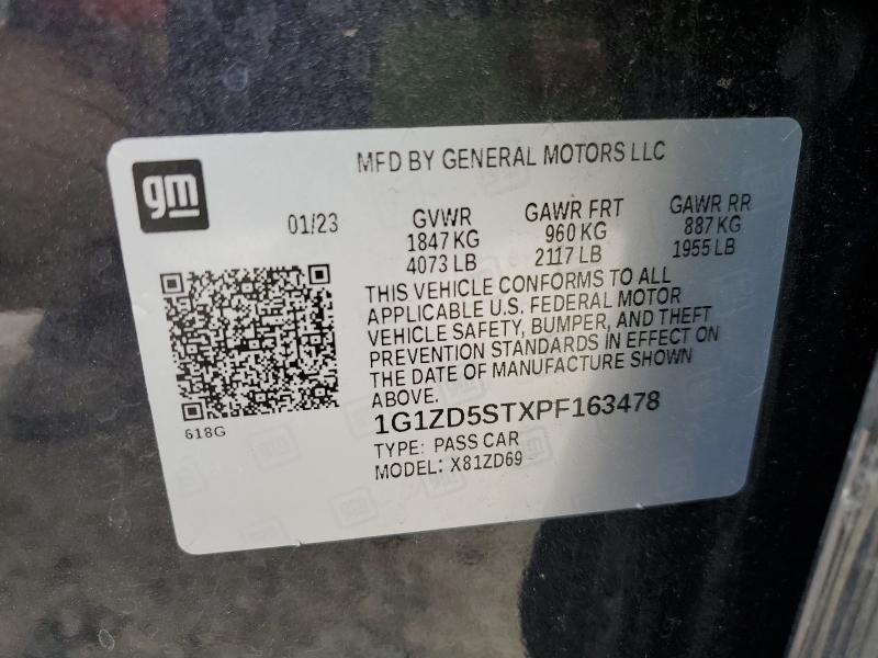 1G1ZD5STXPF163478 - 2023 CHEVROLET MALIBU LT BLUE photo 12