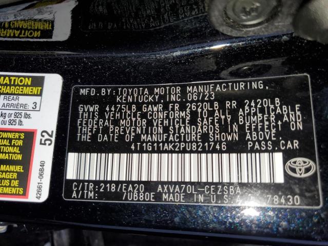 4T1G11AK2PU821746 - 2023 TOYOTA CAMRY SE NIGHT SHADE BLACK photo 12