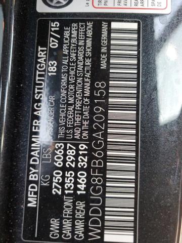 WDDUG8FB6GA209158 - 2016 MERCEDES-BENZ S 550 4MATIC BLACK photo 12