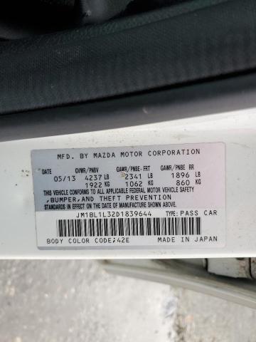JM1BL1L32D1839644 - 2013 MAZDA SPEED 3 WHITE photo 13
