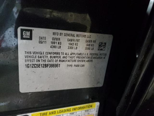 1G1ZC5E12BF386961 - 2011 CHEVROLET MALIBU 1LT Қара фото 13