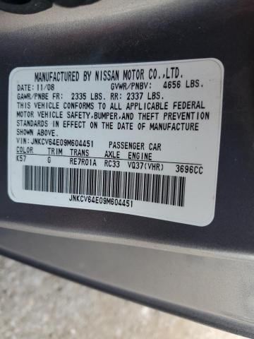 JNKCV64E09M604451 - 2009 INFINITI G37 BASE CHARCOAL photo 12