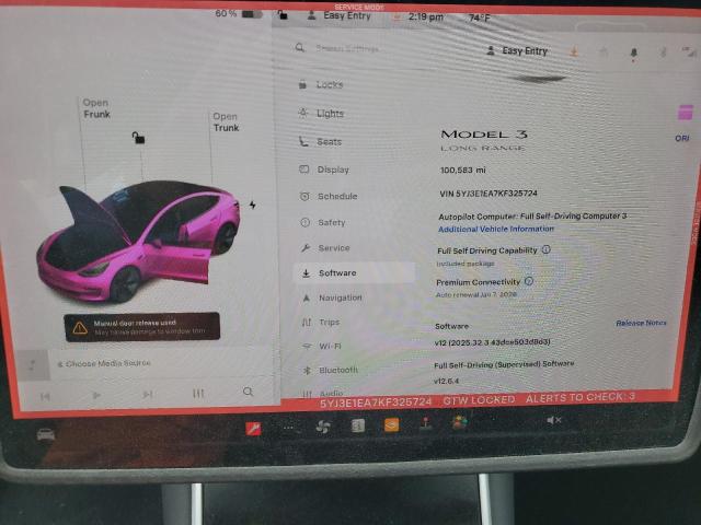 5YJ3E1EA7KF325724 - 2019 TESLA MODEL 3 أسود صورة 9