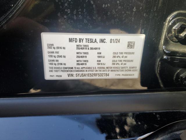 5YJSA1E52RF532784 - 2024 TESLA MODEL S BLACK photo 12