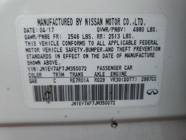 JN1EV7AP7JM350072 - 2018 INFINITI Q50 LUXE WHITE photo 12