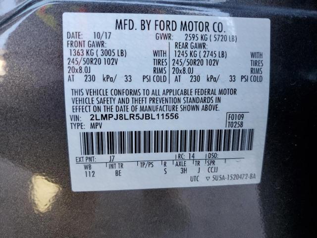 2LMPJ8LR5JBL11556 - 2018 LINCOLN MKX RESERVE Szary zdjęcie 14