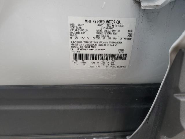 1FM5K8AB0NGB46049 - 2022 FORD EXPLORER POLICE INTERCEPTOR 白色 照片 13