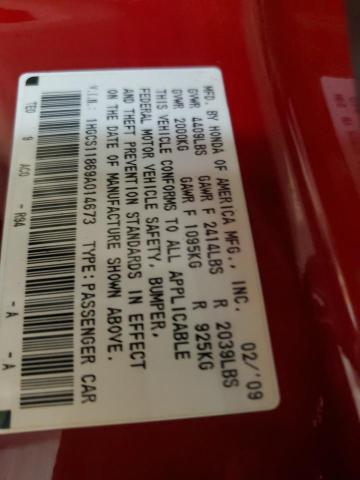1HGCS11869A014673 - 2009 HONDA ACCORD EXL RED photo 13