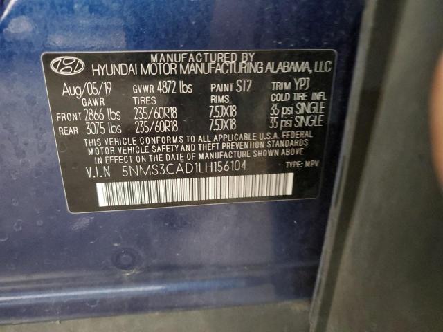 5NMS3CAD1LH156104 - 2020 HYUNDAI SANTA FE SEL 蓝色 照片 13