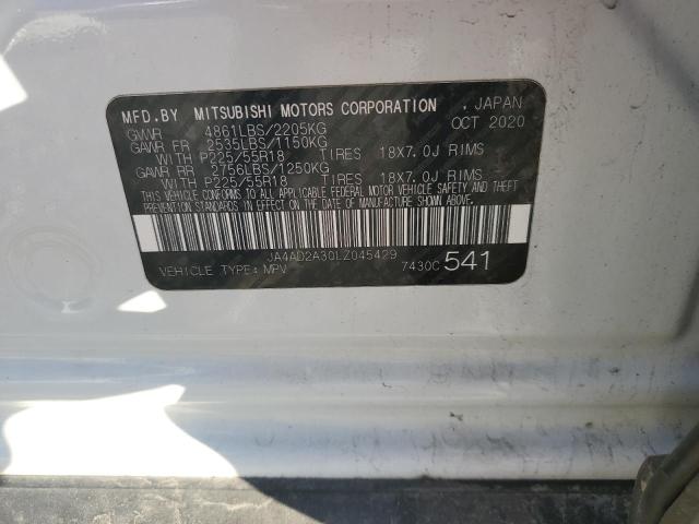 JA4AD2A30LZ045429 - 2020 MITSUBISHI OUTLANDER ES თეთრი ფოტო 13