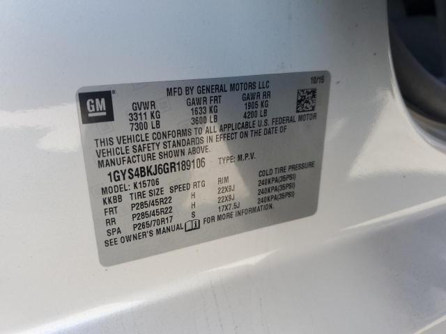 1GYS4BKJ6GR189106 - 2016 CADILLAC ESCALADE LUXURY თეთრი ფოტო 13