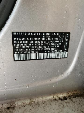 3VW2K7AJ2DM258457 - 2013 VOLKSWAGEN JETTA BASE SILVER photo 13