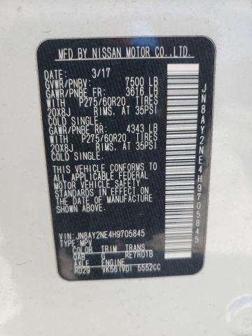 JN8AY2NE4H9705845 - 2017 NISSAN ARMADA PLATINUM WHITE photo 13