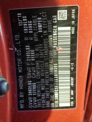 JHMFC1F73KX010395 - 2019 HONDA CIVIC EXL Narıncı foto 12