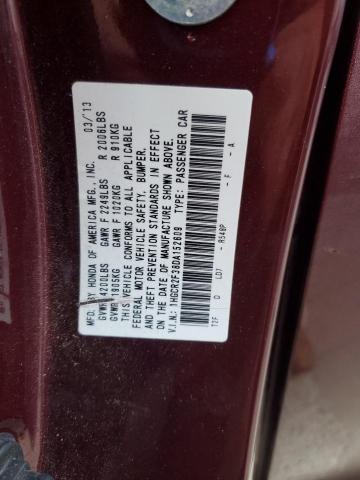 1HGCR2F38DA152609 - 2013 HONDA ACCORD LX მუქწითელი ფოტო 12